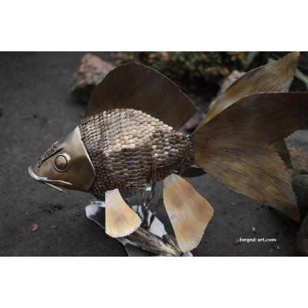 forged goldfish sculpture